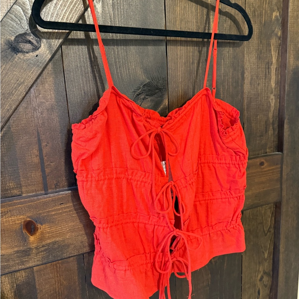 H&M Vibrant Red tie front Camisole